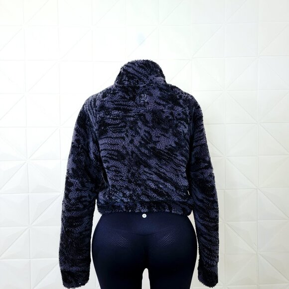 Lululemon Women Black Scuba Oversized Fleece Funnel Neck Jacquard Pullover Sz M - Picture 5 of 9